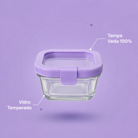 Kit 12 Potes Herméticos MyHome em Vidro Temperado e Tampa com Vedação a Vácuo + 8 Copos Fumê