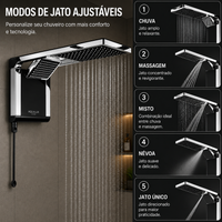 [Compre 2 e Pague 1] Chuveiro AquaLux Ultra Cromado com mais de 5 modos de jato ajustáveis