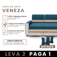 [LEVE 2 PAGUE 1] Capa de Sofá Veneza em 100% Algodão + 2 Almofadas Inclusas