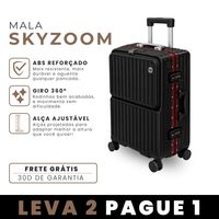 [LEVE 2 PAGUE 1] Mala de Viagem SkyZoom em ABS com Rodinhas 360° Alça Ajustável e Fechamento com Senha