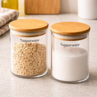[Compre 6 e Pague 3] Frascos Herméticos de Vidro com Tampa de Bambu Vedada.
